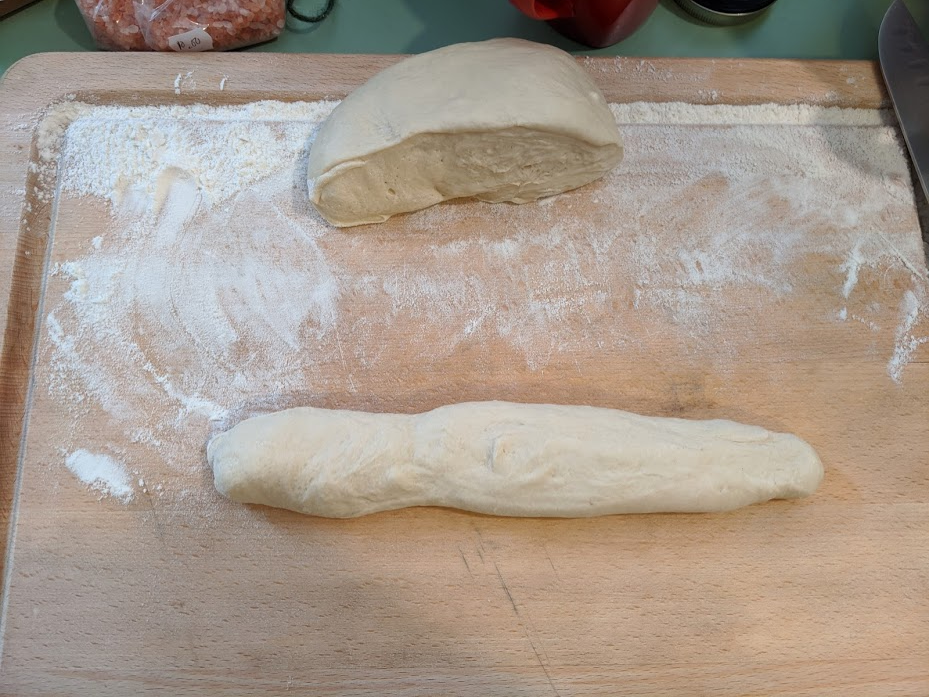 Slice of the bagel dough